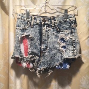 American flag jean shorts 4th of July
